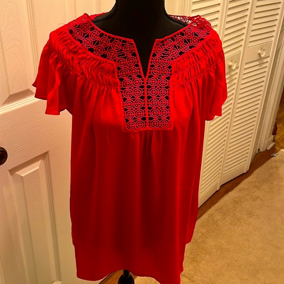 Max Studio red lace top - Picture 1 of 5